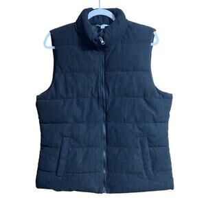 Time & Tru Women’s Zip Up Puffer Vest Medium 8-10 Blue Front Pockets